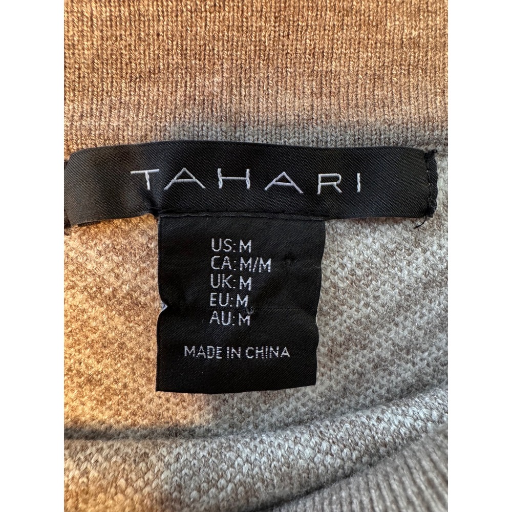 Tahari Knit Skirt Sz Medium Brown White Stripe‎ Chevron Midi - Picture 6 of 10